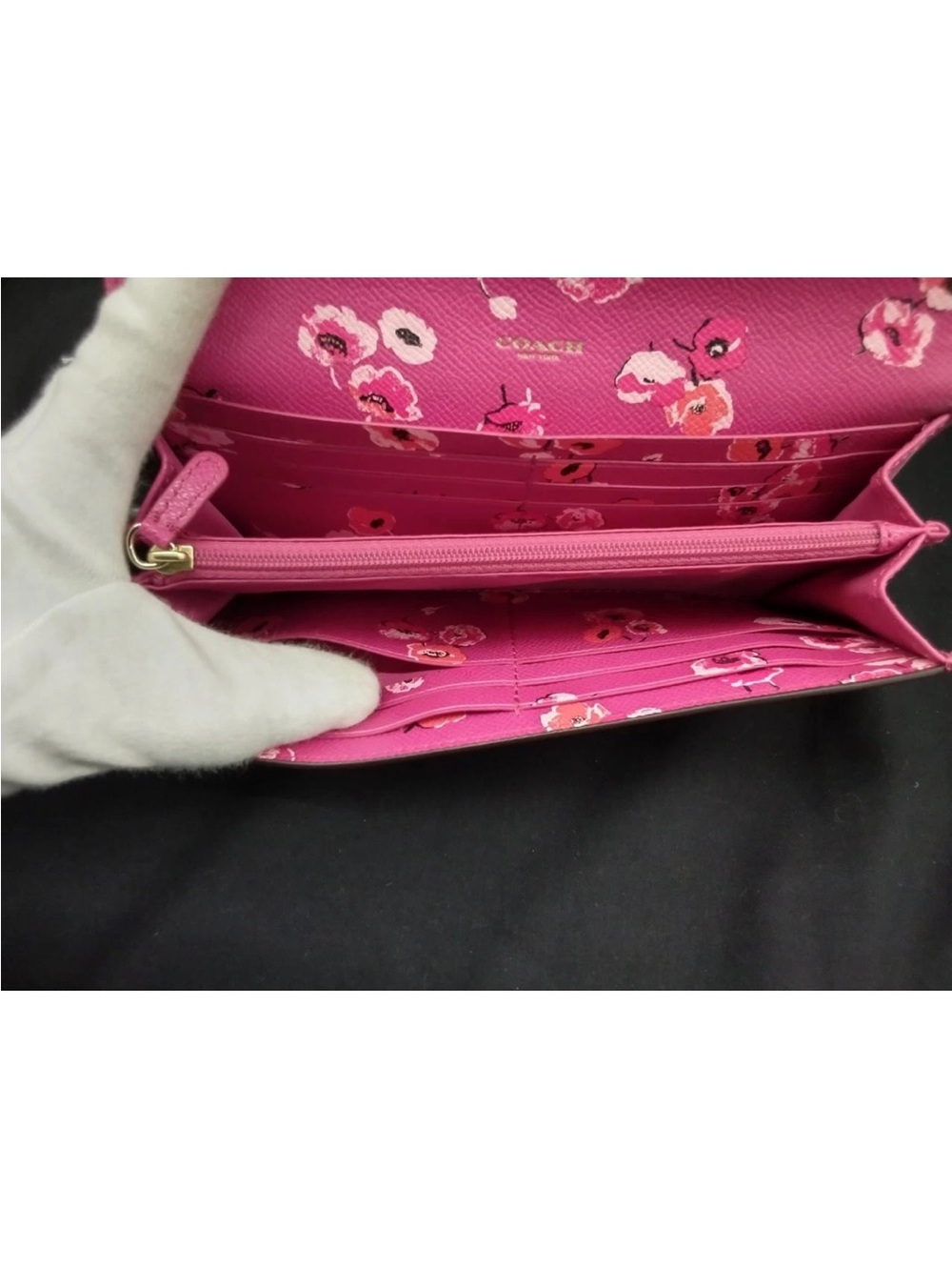 Coach Hot Pink Leather Continental Wallet - Coach - Picture 7 of 10